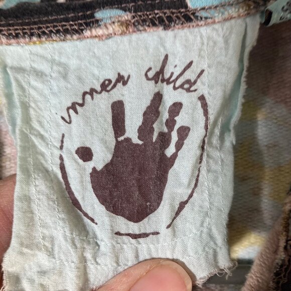 Womens Inner Child Floral Zip Jacket Brown Blue XS Cotton Embroidered Detail - Picture 8 of 11